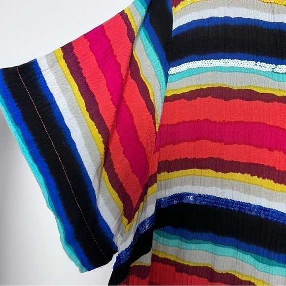 Soft Surroundings Colorista Sequin Striped Colorful Tunic Short Sleeve Top - Picture 7 of 13